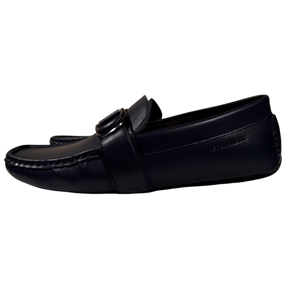 Aston Marc Charter-02 Driving Loafers Mens 8 Navy Faux Leather Buckle Slip On